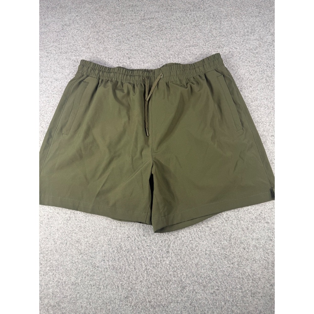 Forever 21 Men Olive Green Athletic Shorts 2XL Drawstring Mesh Lined Pocket